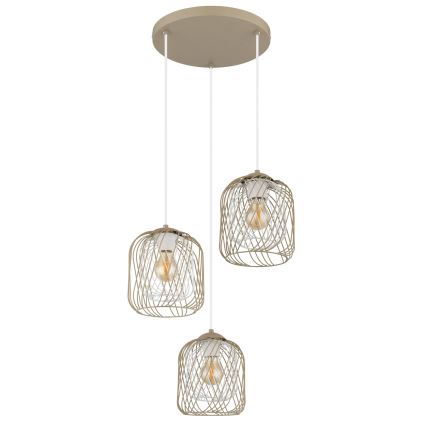 Globo - Hanglamp met kabel 3xE27/40W/230V beige/wit