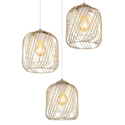 Globo - Hanglamp met kabel 3xE27/40W/230V beige/wit