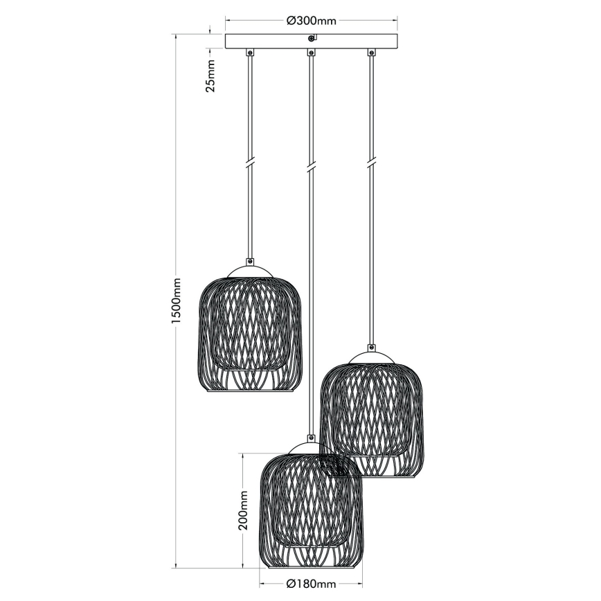 Globo - Hanglamp aan kabel 3xE27/40W/230V