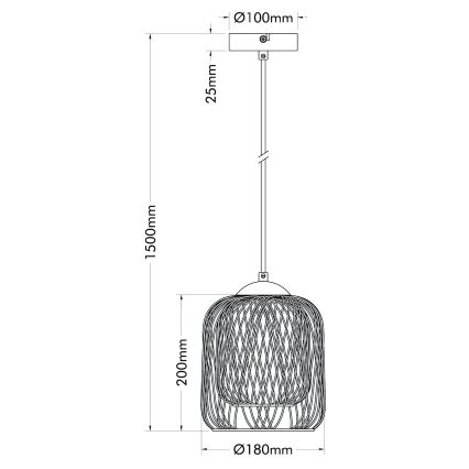 Globo - Pendellamp met kabel 1xE27/40W/230V Ø 18 cm