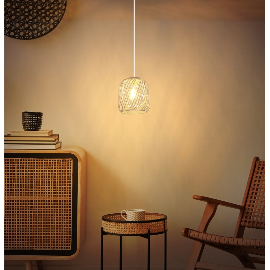 Globo - Hanglamp met snoer 1xE27/40W/230V Ø 18 cm beige/wit