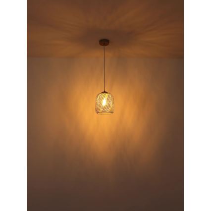 Globo - Hanglamp met snoer 1xE27/40W/230V Ø 18 cm beige/wit