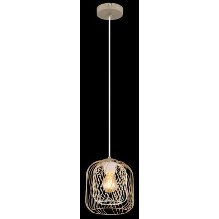 Globo - Hanglamp met snoer 1xE27/40W/230V Ø 18 cm beige/wit
