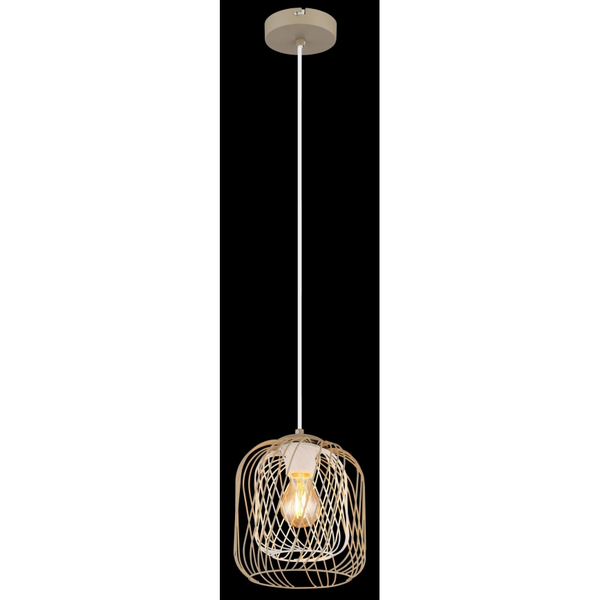 Globo - Hanglamp met snoer 1xE27/40W/230V Ø 18 cm beige/wit