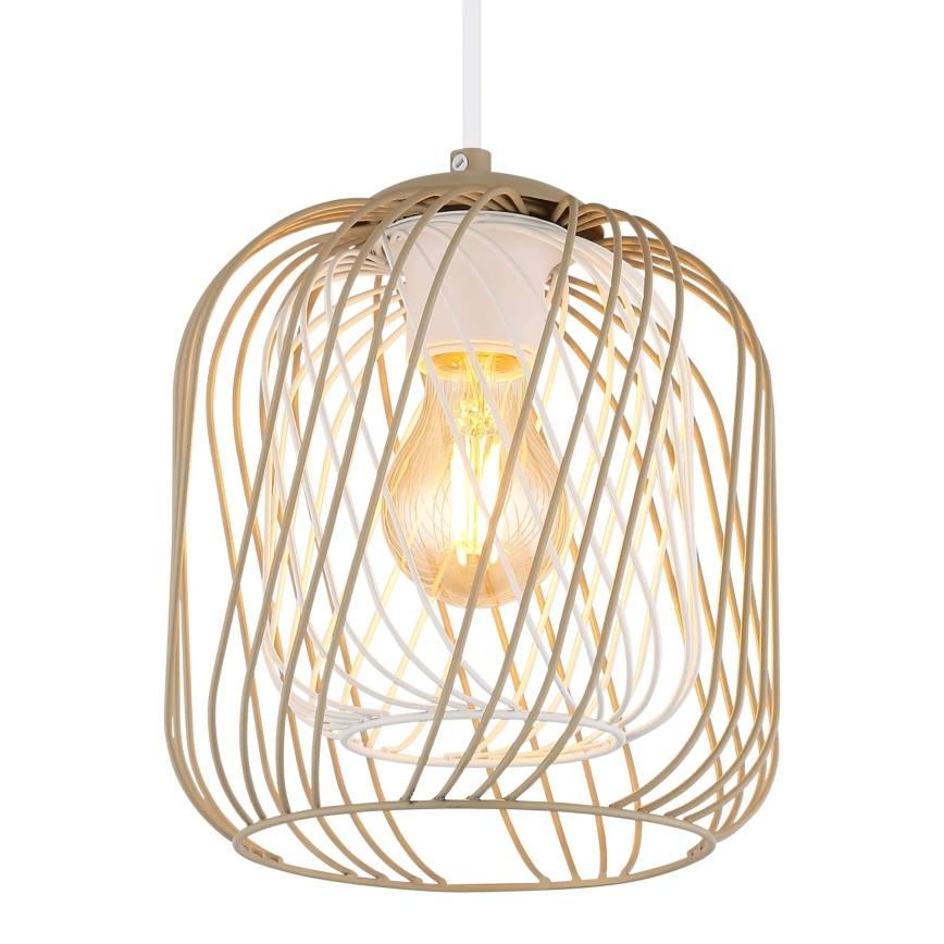 Globo - Hanglamp met snoer 1xE27/40W/230V Ø 18 cm beige/wit