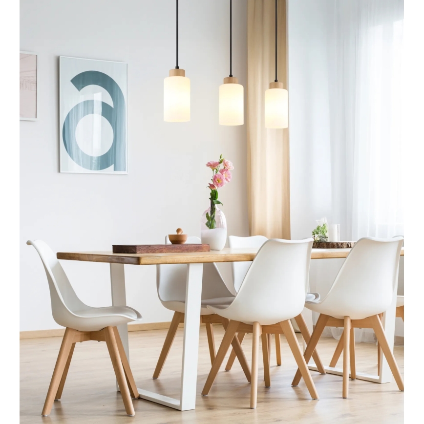 Globo - Hanglamp aan kabel 3xE27/60W/230V eiken/wit