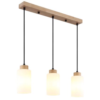 Globo - Hanglamp aan kabel 3xE27/60W/230V eiken/wit