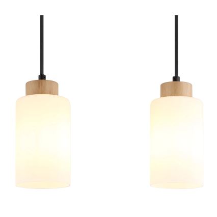 Globo - Hanglamp aan kabel 3xE27/60W/230V eiken/wit