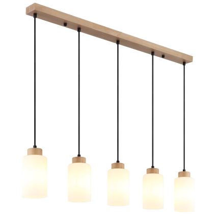 Globo - Hanglamp met kabel 5xE27/60W/230V eik/wit