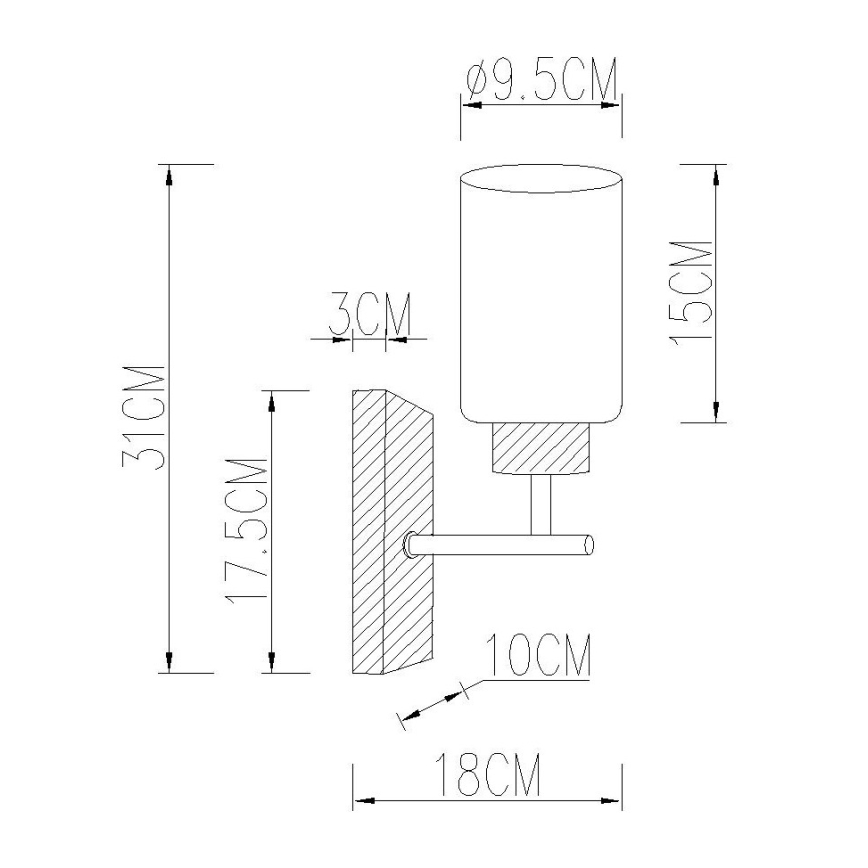Globo - Wandlamp 1xE27/60W/230V eiken/wit