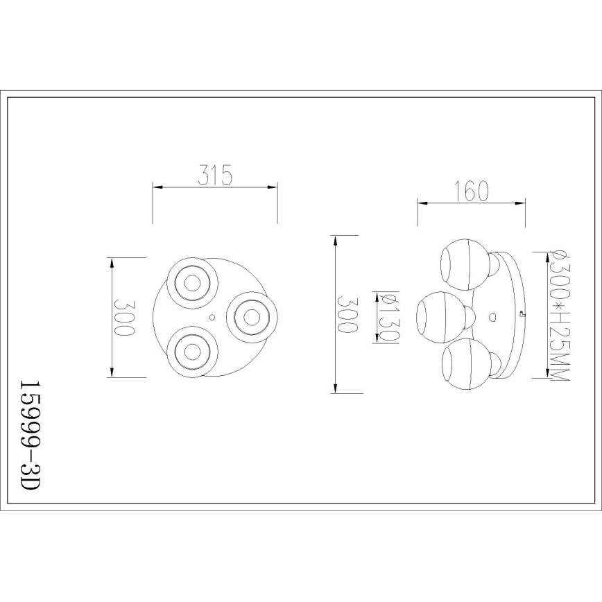 Globo - Plafondlamp 3x E27 (max. 60 W), 230 V, Ø 31,5 cm
