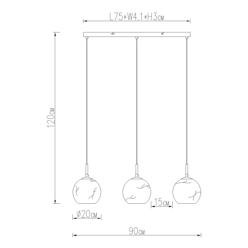 Globo - Hanglamp met kabel 3xE27/60W/230V
