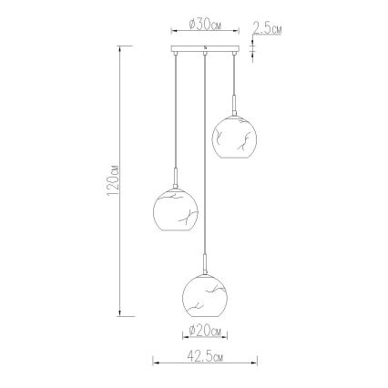 Globo - Hanglamp met kabel 3xE27/60W/230V Ø 42,5 cm