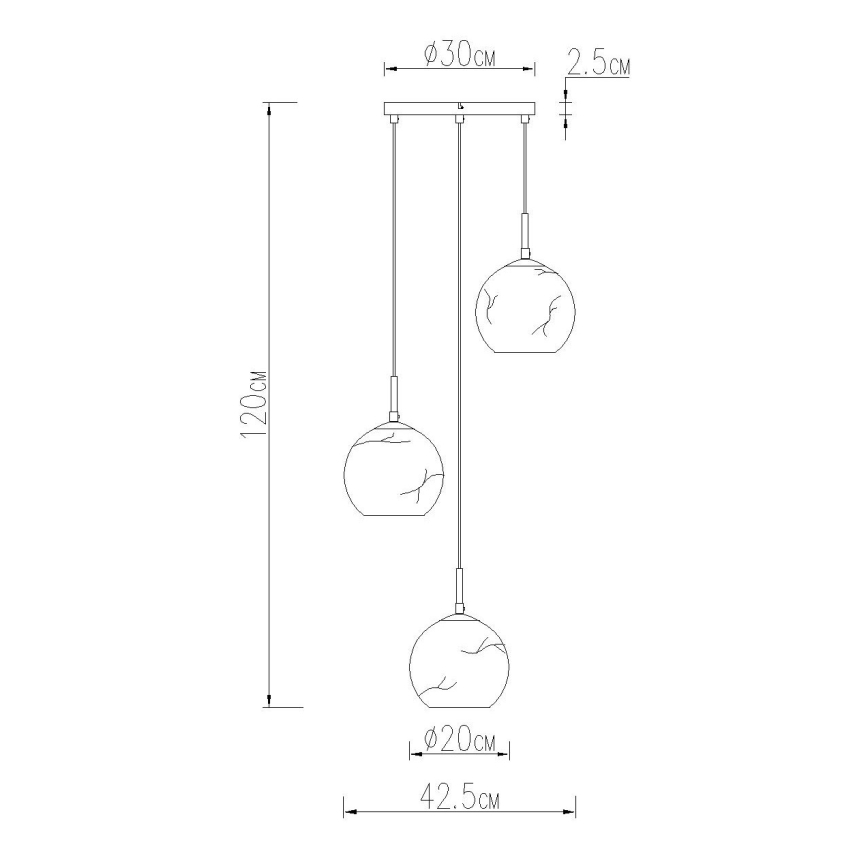 Globo - Hanglamp met kabel 3xE27/60W/230V Ø 42,5 cm