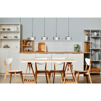 Globo - LED-hanglamp aan kabel LED/24W/230V zwart/rookglas