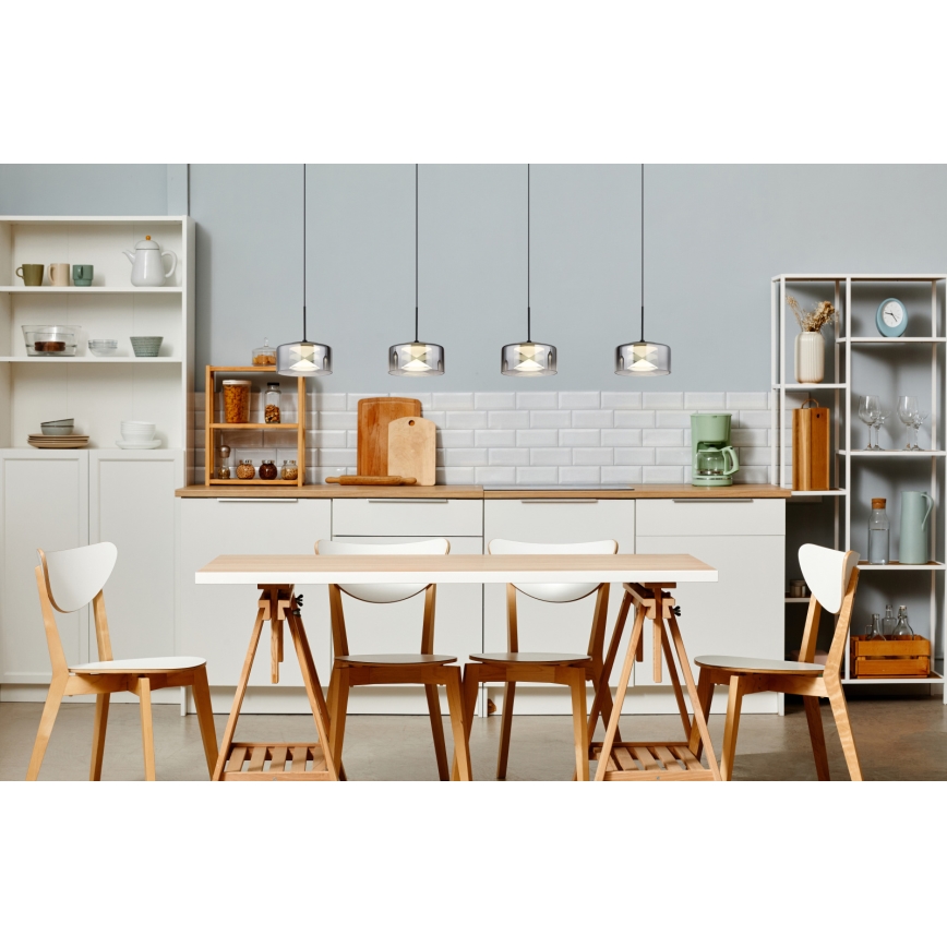 Globo - LED-hanglamp aan kabel LED/24W/230V zwart/rookglas