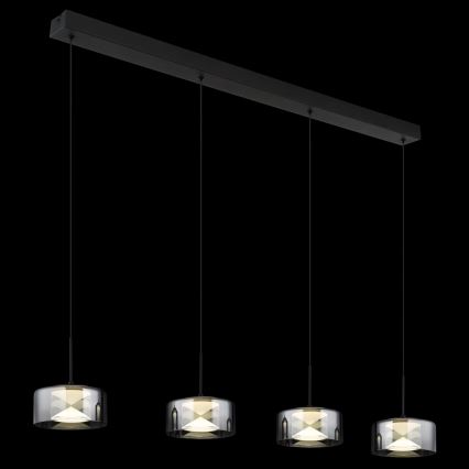 Globo - LED-hanglamp aan kabel LED/24W/230V zwart/rookglas