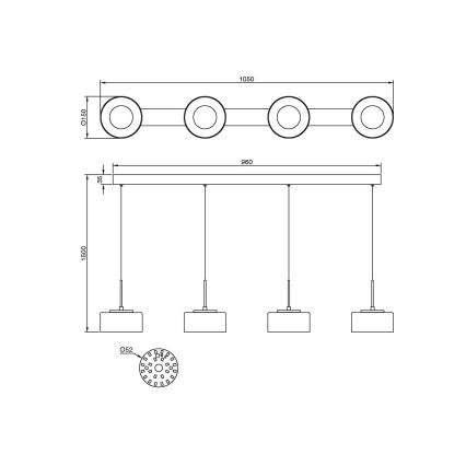 Globo - LED-hanglamp aan kabel LED/24W/230V wit/rookglas