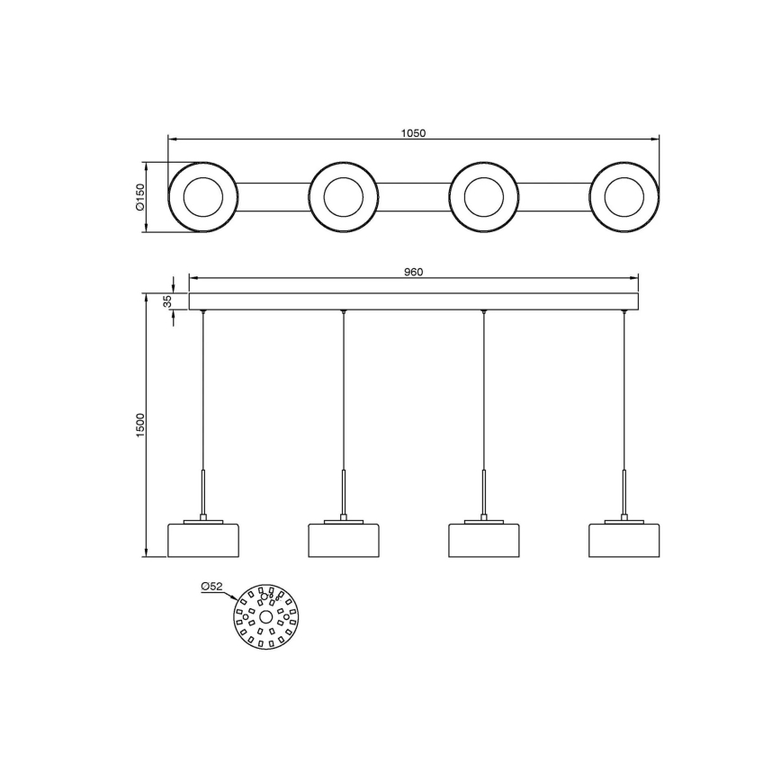Globo - LED-hanglamp aan kabel LED/24W/230V wit/rookglas