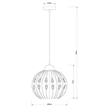 Globo - Pendellamp aan kabel 1xE27/60W/230V Ø 30 cm