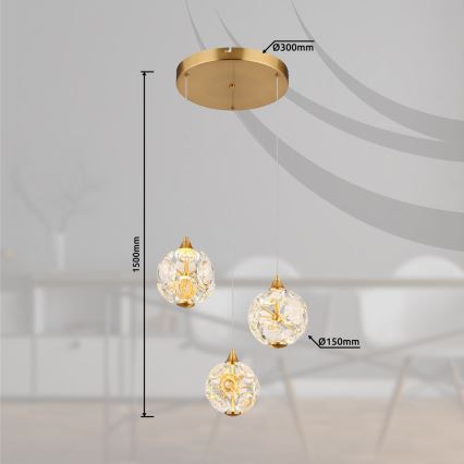 Globo - LED-hanglamp aan kabel LED/24W/230V 3000K goudkleurig