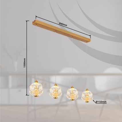 Globo - LED-hanglamp aan kabel LED/32W/230V 3000K goudkleurig