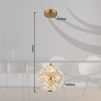 Globo - LED-kroonluchter aan kabel LED/12W/230V 3000K goudkleurig