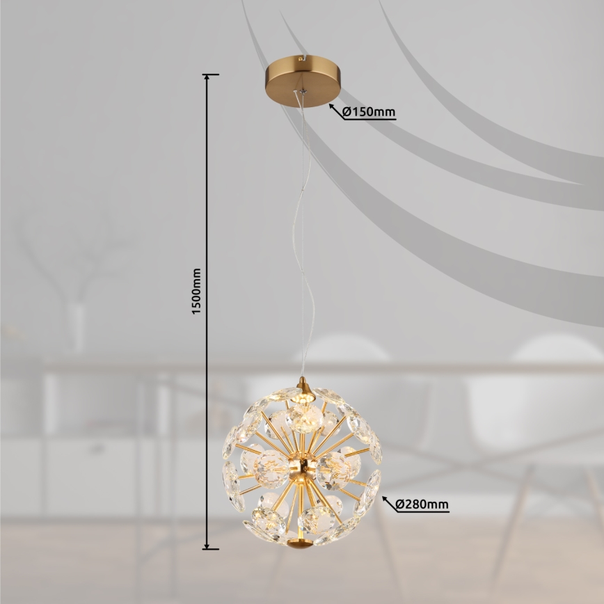 Globo - LED-kroonluchter aan kabel LED/12W/230V 3000K goudkleurig