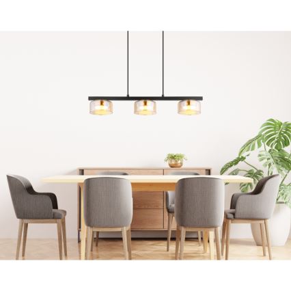 Globo - LED Hanglamp aan een koord 3xGX53/6W/230V gerookt/bruin