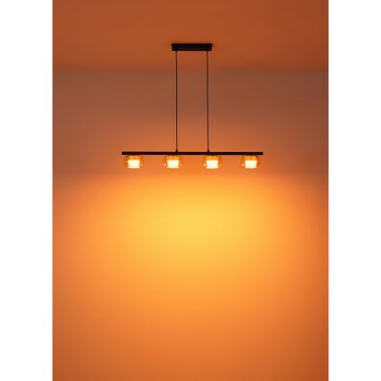 Globo - LED Hanglamp aan een koord 4xGX53/6W/230V gerookt/bruin