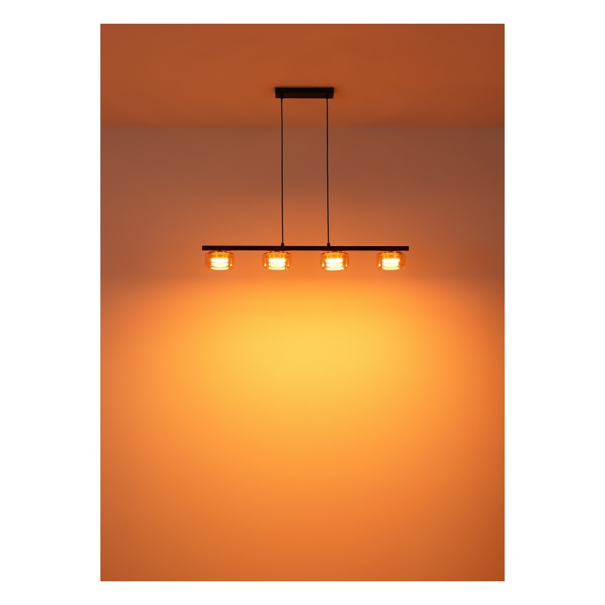 Globo - LED Hanglamp aan een koord 4xGX53/6W/230V gerookt/bruin