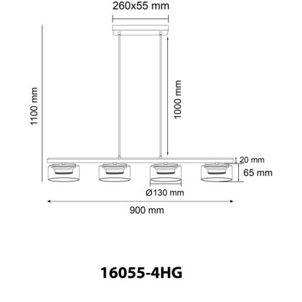 Globo - LED Hanglamp aan een koord 4xGX53/6W/230V gerookt/bruin