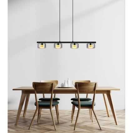 Globo - LED Hanglamp aan een koord 4xGX53/6W/230V gerookt/zwart