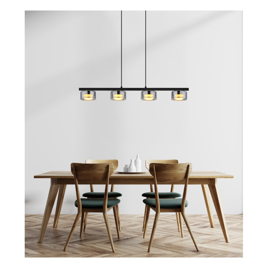 Globo - LED Hanglamp aan een koord 4xGX53/6W/230V gerookt/zwart