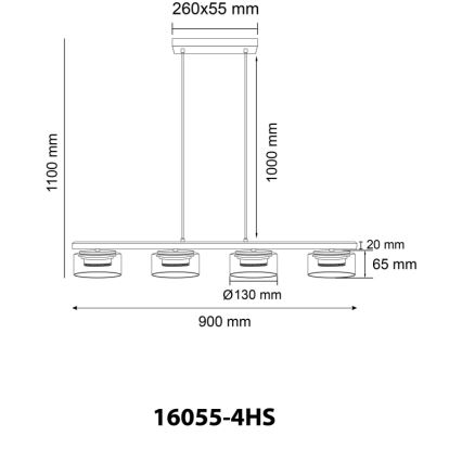 Globo - LED Hanglamp aan een koord 4xGX53/6W/230V gerookt/zwart
