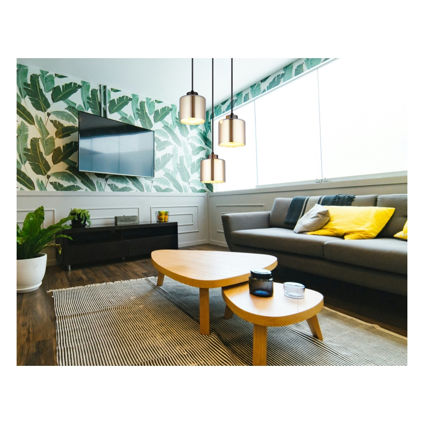 Globo - Hanglamp aan een koord 3xE27/60W/230V glanzend chroom diameter 33 cm