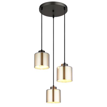 Globo - Hanglamp aan een koord 3xE27/60W/230V glanzend chroom diameter 33 cm