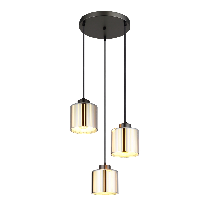 Globo - Hanglamp aan een koord 3xE27/60W/230V glanzend chroom diameter 33 cm