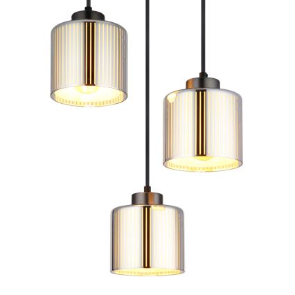 Globo - Hanglamp aan een koord 3xE27/60W/230V glanzend chroom diameter 33 cm