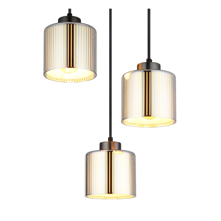 Globo - Hanglamp aan een koord 3xE27/60W/230V glanzend chroom diameter 33 cm