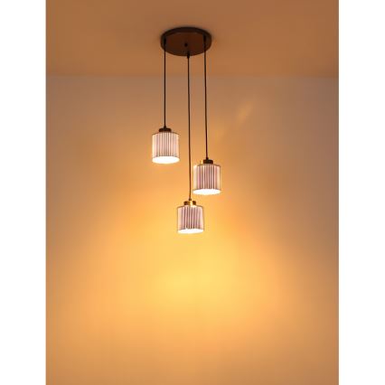 Globo - Hanglamp aan een koord 3xE27/60W/230V glanzend chroom diameter 33 cm