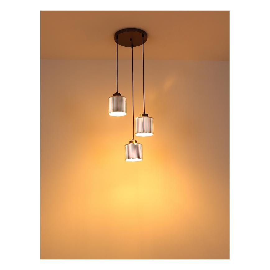 Globo - Hanglamp aan een koord 3xE27/60W/230V glanzend chroom diameter 33 cm