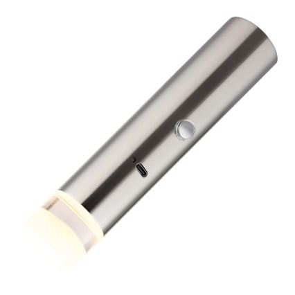 Globo - Dimbare aanraakgevoelige oplaadbare 2-in-1 LED-lamp LED/2W/230/5V mat chroom