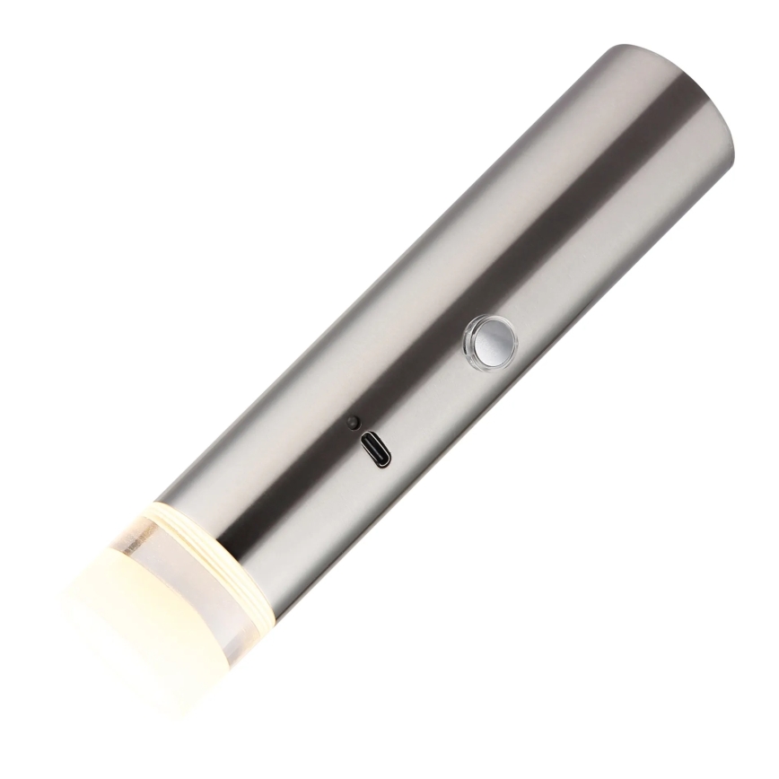 Globo - Dimbare aanraakgevoelige oplaadbare 2-in-1 LED-lamp LED/2W/230/5V mat chroom