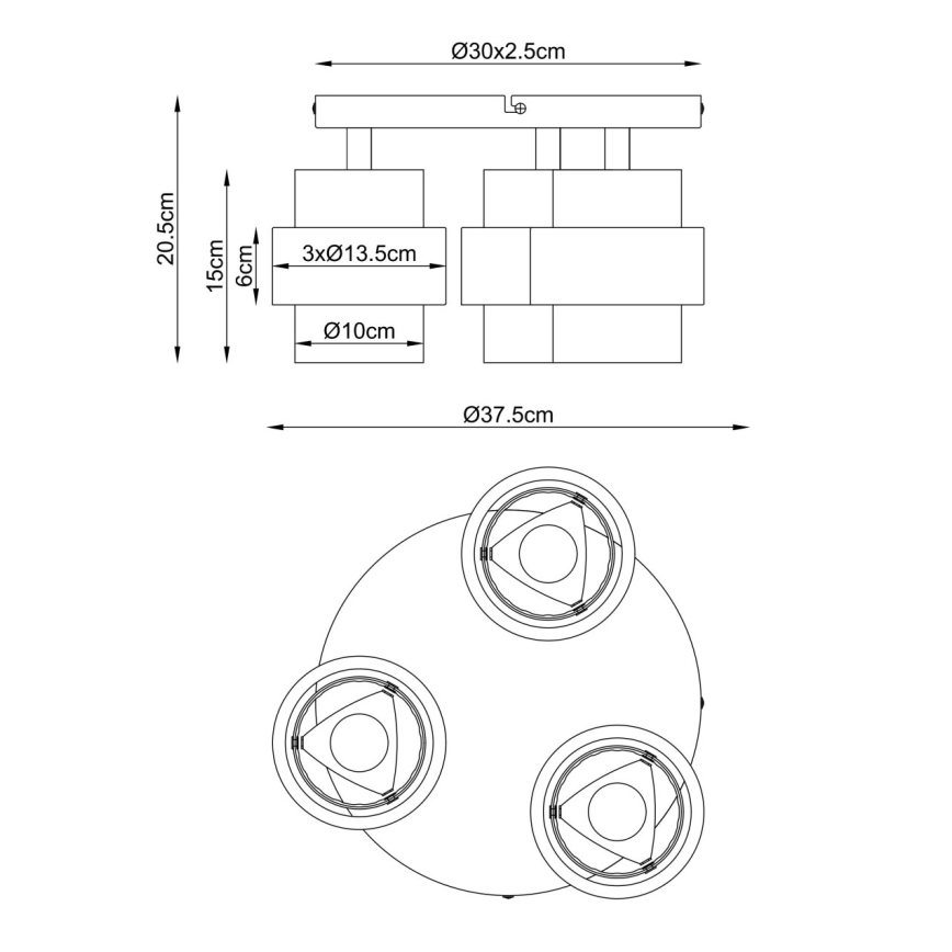 Globo - Opbouwkroonluchter 3xE27/40W/230V