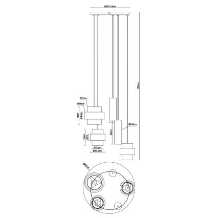 Globo - Hanglamp met kabel 3xE27/40W/230V + 2xGU10/10W
