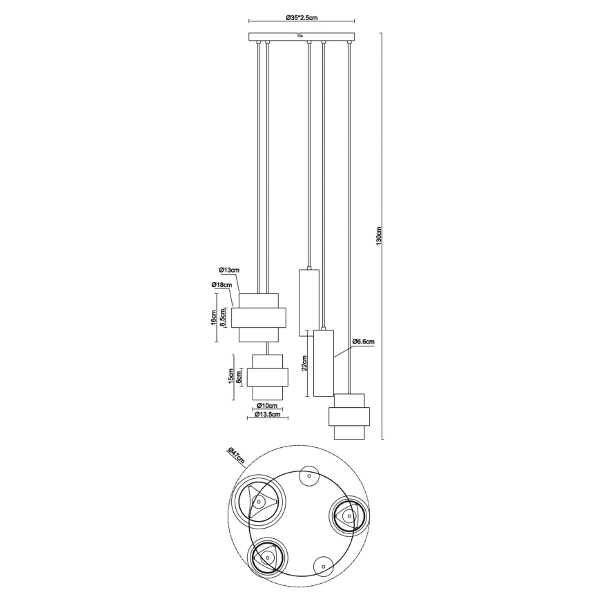 Globo - Hanglamp met kabel 3xE27/40W/230V + 2xGU10/10W
