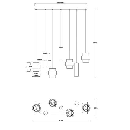 Globo - Hanglamp aan kabel 4xE27/40W/230V + 3xGU10/10W