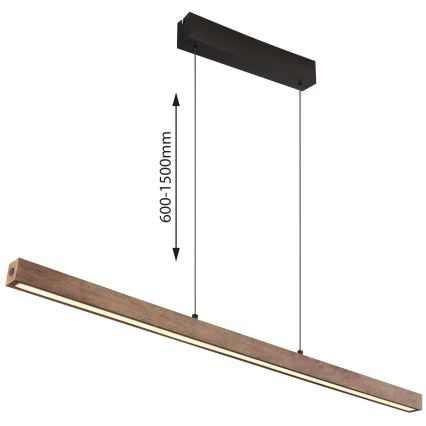 Globo - Dimbare LED-hanglamp met aanraakbediening aan kabel LED/24W/230V + LED/3W 3000K bruin