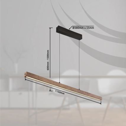 Globo - Dimbare LED-hanglamp met aanraakbediening aan kabel LED/24W/230V + LED/3W 3000K bruin
